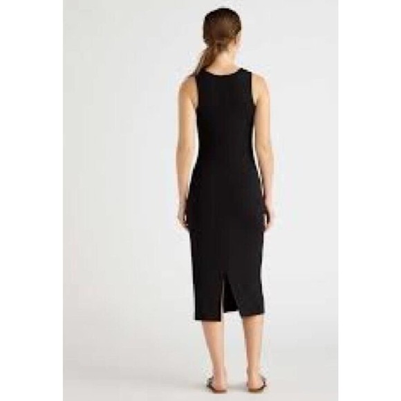 Quince Women’s Black Tencel Rib Knit Midi Dress sz S NWT Sleeveless Mid-Length - Picture 2 of 5